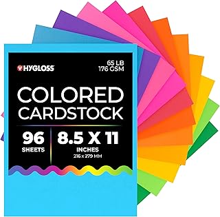 Hygloss Bright Colored Cardstock - 8.5x11-Inch, 12 Assorted Colors, 96 S...
