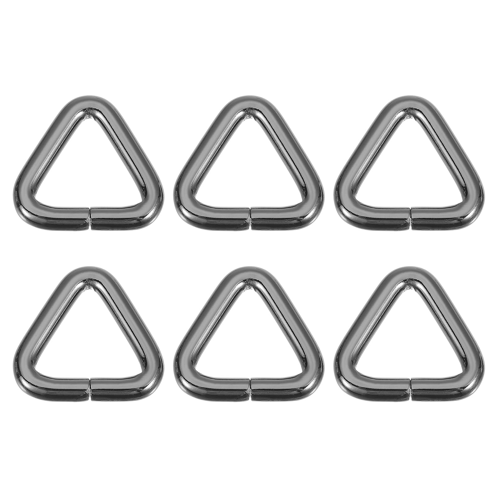 sourcing map 6 Pcs Metal Triangle Ring Buckle, 3/4" Belt Fastener Connectors Strap Keeper Loop for DIY Leather Purse Bags Handbag Straps, Dark Grey