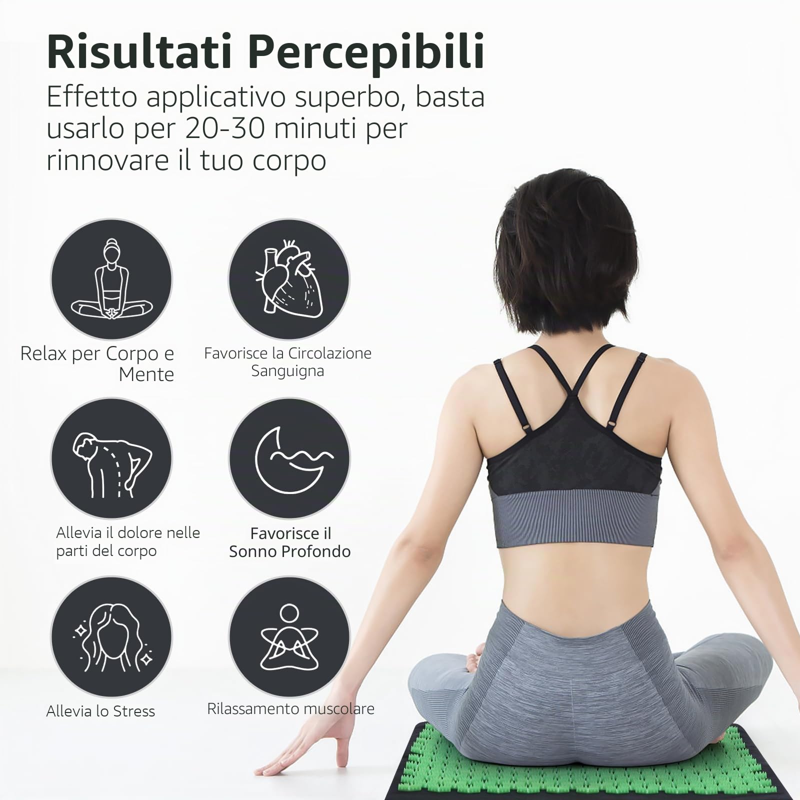 TOMSHOO Shiatsu, Tappetino da Massaggio per Agopuntura, Con Cuscino per la Testa e 2 Palline da Massaggio, Borsa, per Alleviare il mal di Schiena, la testa, Alleviare la Tensione