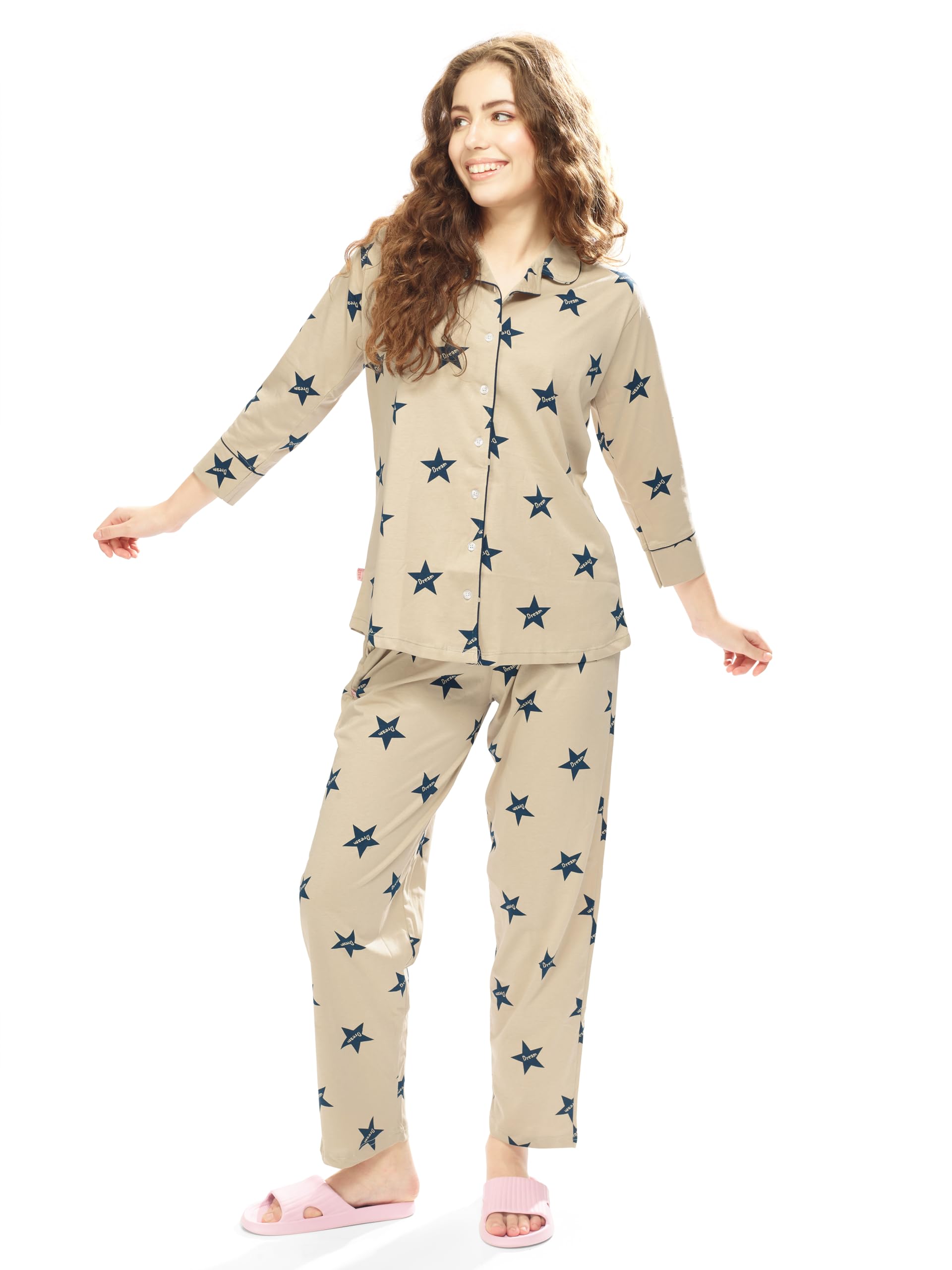 weet Women's Star Printed Cotton Night Suit Set-picture-34