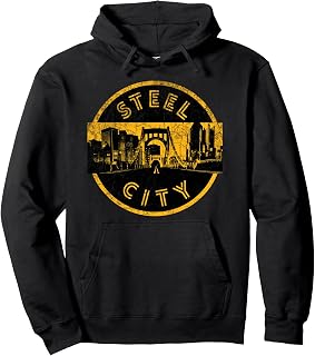 Pittsburgh Steel City Retro Skyline Bridge Vintage Pullover Hoodie