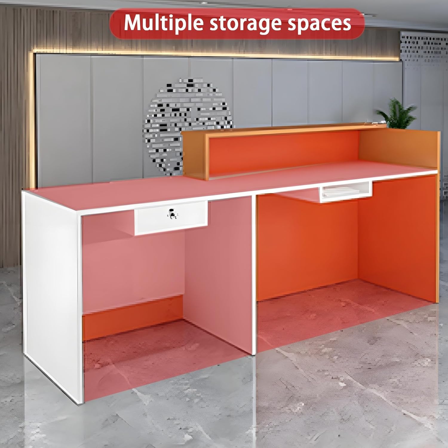 Reception Desk, Front Counter Desk with Lockable Drawers, Retail Checkout Counter, L-Shap Reception Room Front Desk, for Office/Beauty Salon/Lobby(Black-Left,120cm/47.2in)