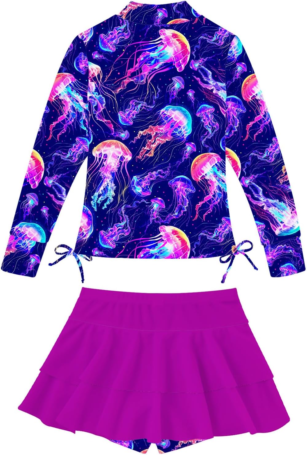 Vogseek 3-12T Girl Swimsuits 2pcs Long Sleeve Swim Rashguard Bathing Suit with Cover-ups Skirt - Image 4