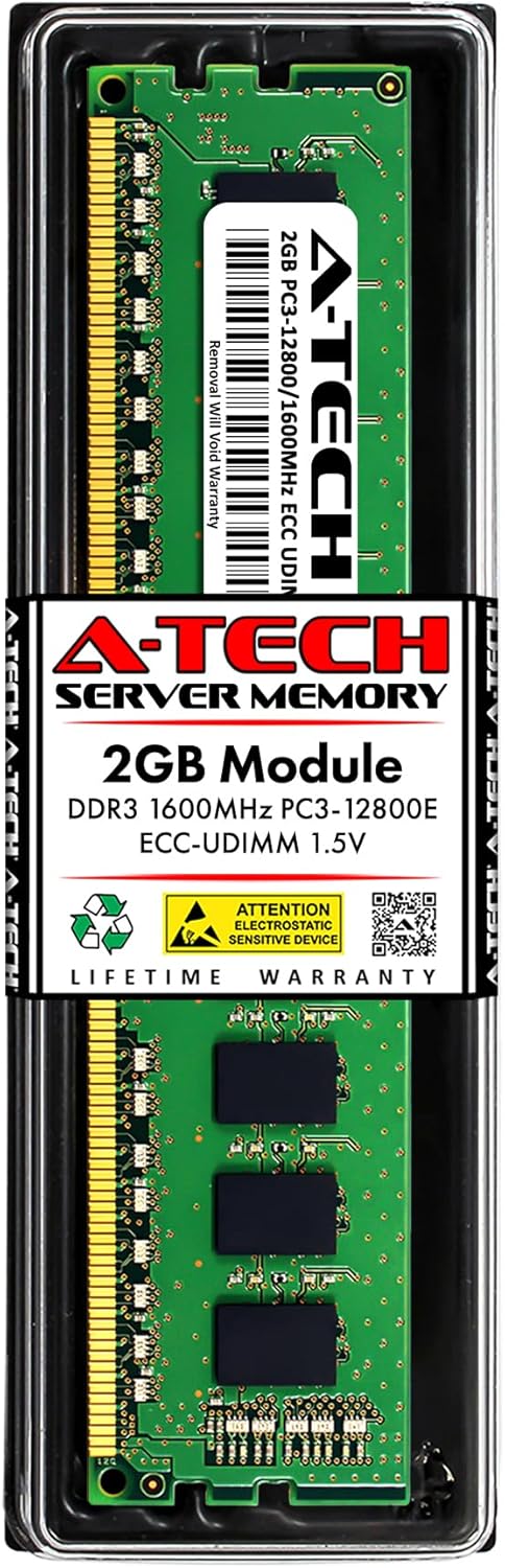 A-Tech 2GB RAM for ASUS RS500-E7/PS4 Rack Server | DDR3 1600MHz PC3-12800 ECC-UDIMM 1.5V 240-Pin ECC Unbuffered DIMM Memory Upgrade