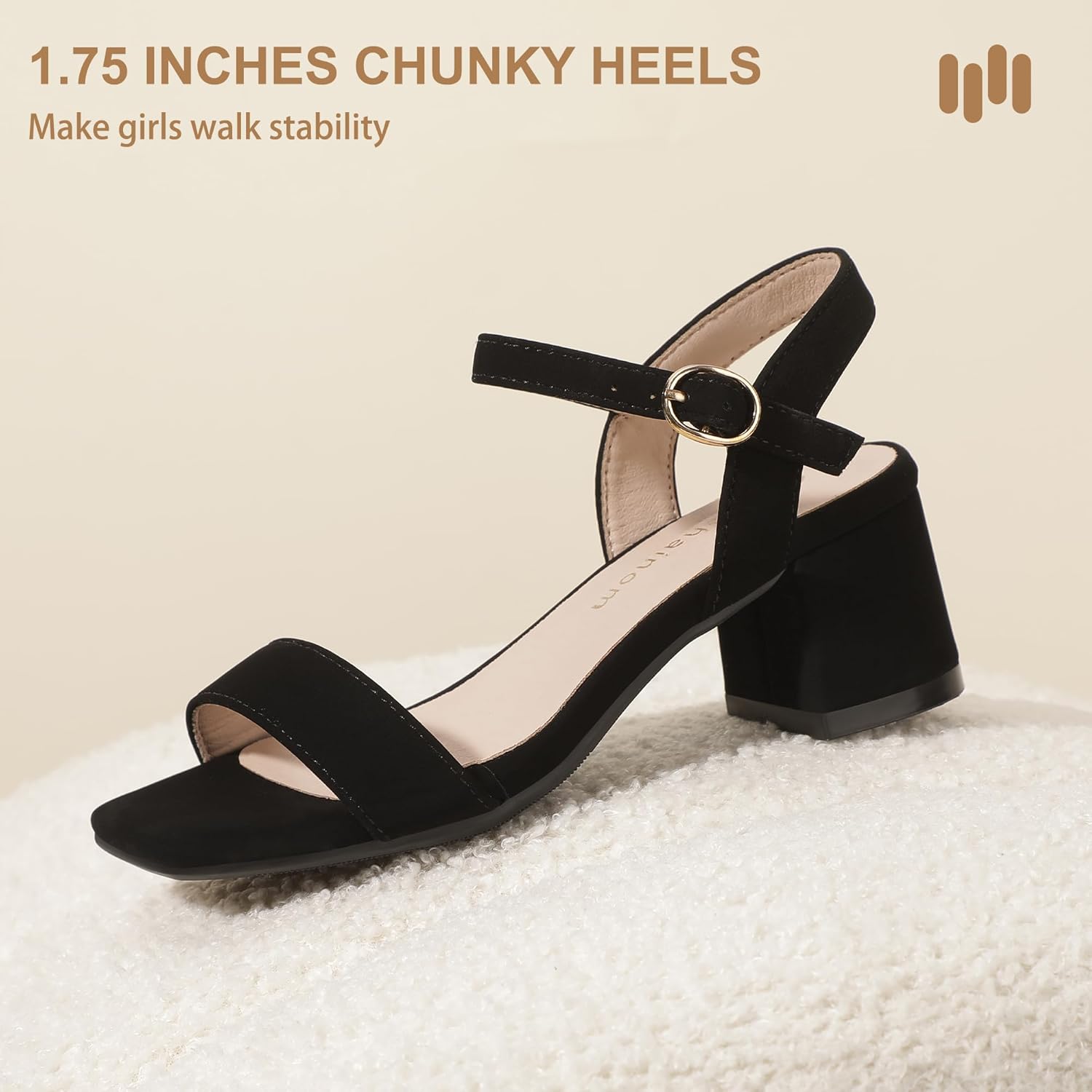 Hehainom Girls Heels Dress Shoes Square Toe Sandals Flower Girl Party Wedding Church Little Big Kid Shoes - Image 5