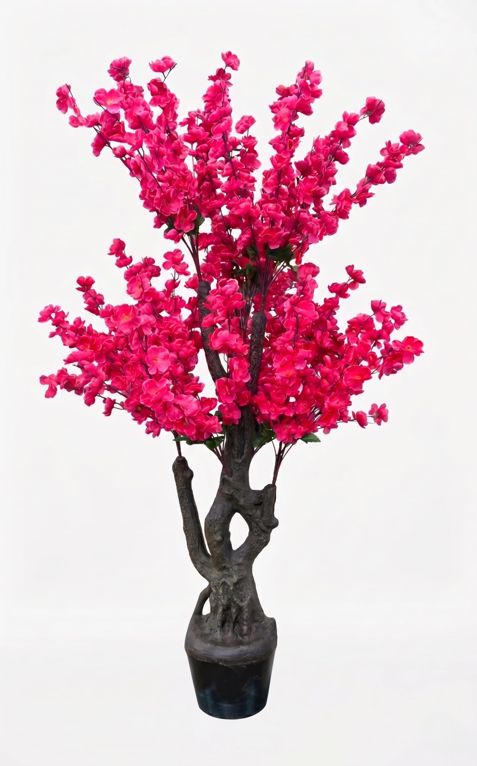 Biznest Artificial Cherry Blossom Tree Indoor Potted Base Realistic Faux Plant Indoor Home Decor Display Spring Flower 120Cm (DARK PINK)