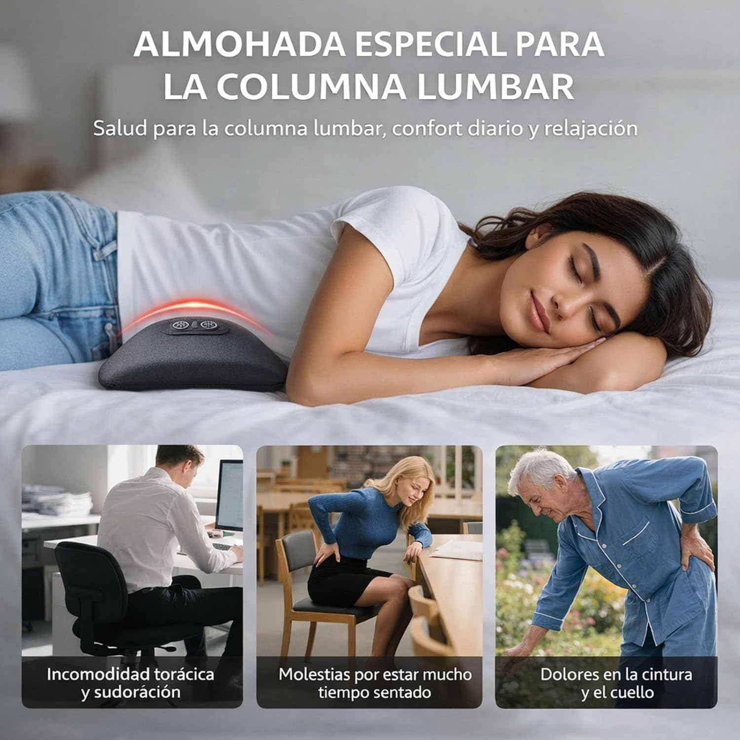 TeraDisc Pro Alividol Masajeador Lumbar,cojín De Soporte Lumbar Biónico, Masajeador Eléctrico Para Aliviar El Dolor Lumbar (Gris oscuro)