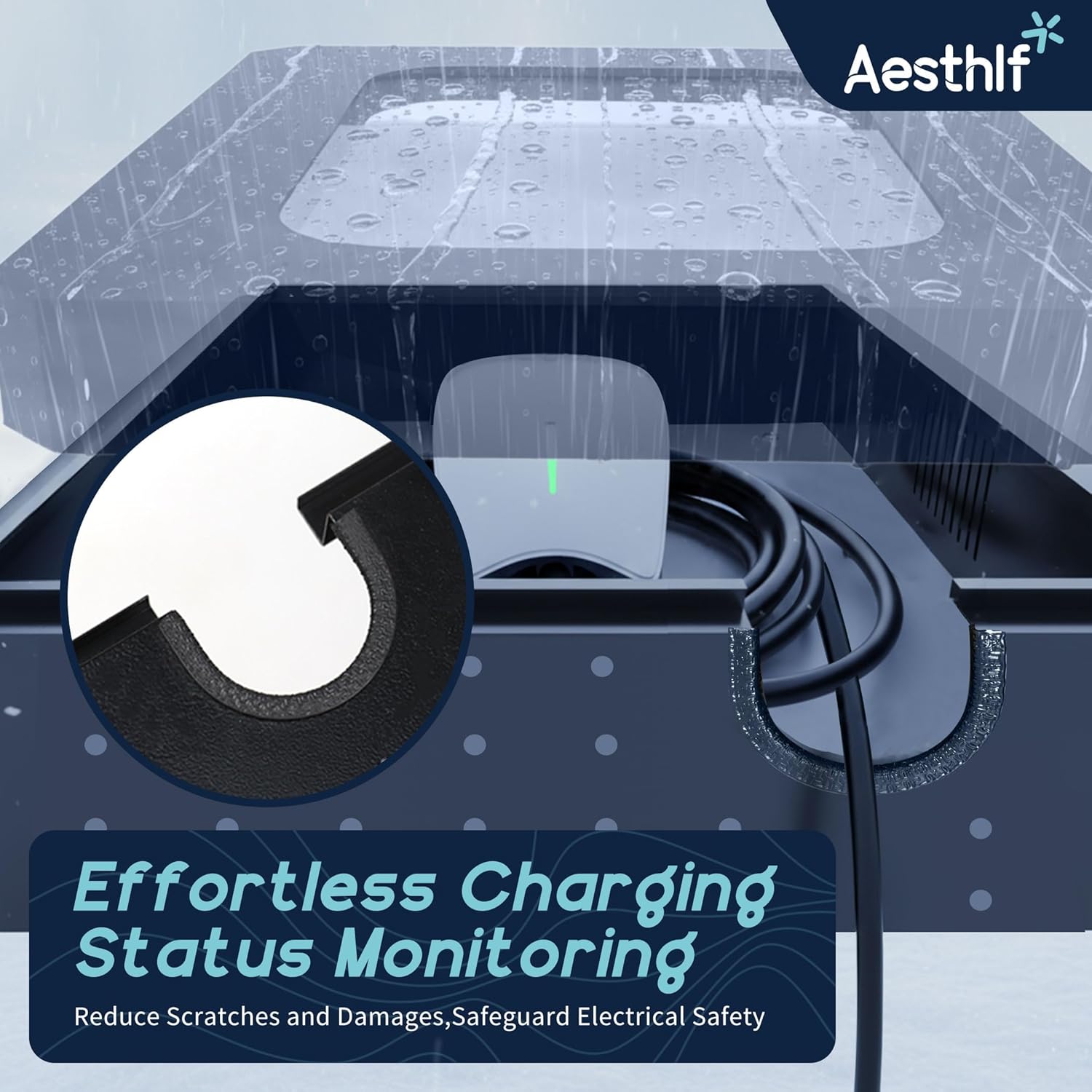 Outdoor EV Charger Enclosure Protect Lock Box for Tesla,Chargepoint & Home Charger,Visible,Anti-UV, Black