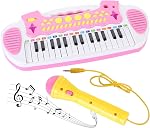 Love&Mini Kids Keyboard Toys for Girls - 37 Keys Pianos Toy with Stool and Microphone Pink Electronic Musical Instrument, Christmas Birthday Gift for Kids 3 4 5 6 7 8 Years Old Boy and Girl