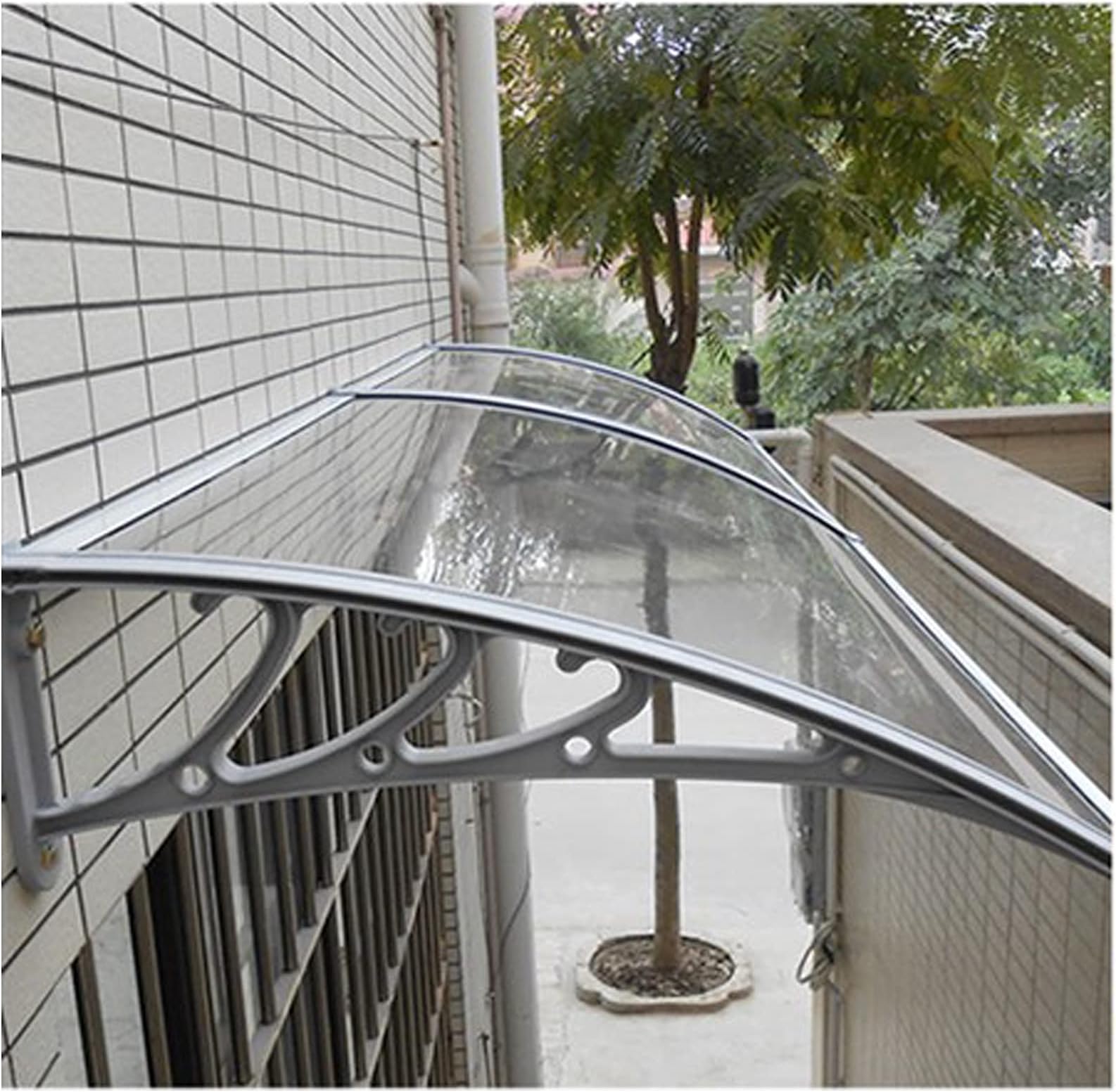 Front Door Canopy,Curved Window Door Canopy,Aluminum Alloy Overdoor Awning Canopies,Polycarbonate Roofing Sheets,for Front & Back Door Porch,Multiple Size,Depth 60cm,80cm (80x240cm/31"x94")