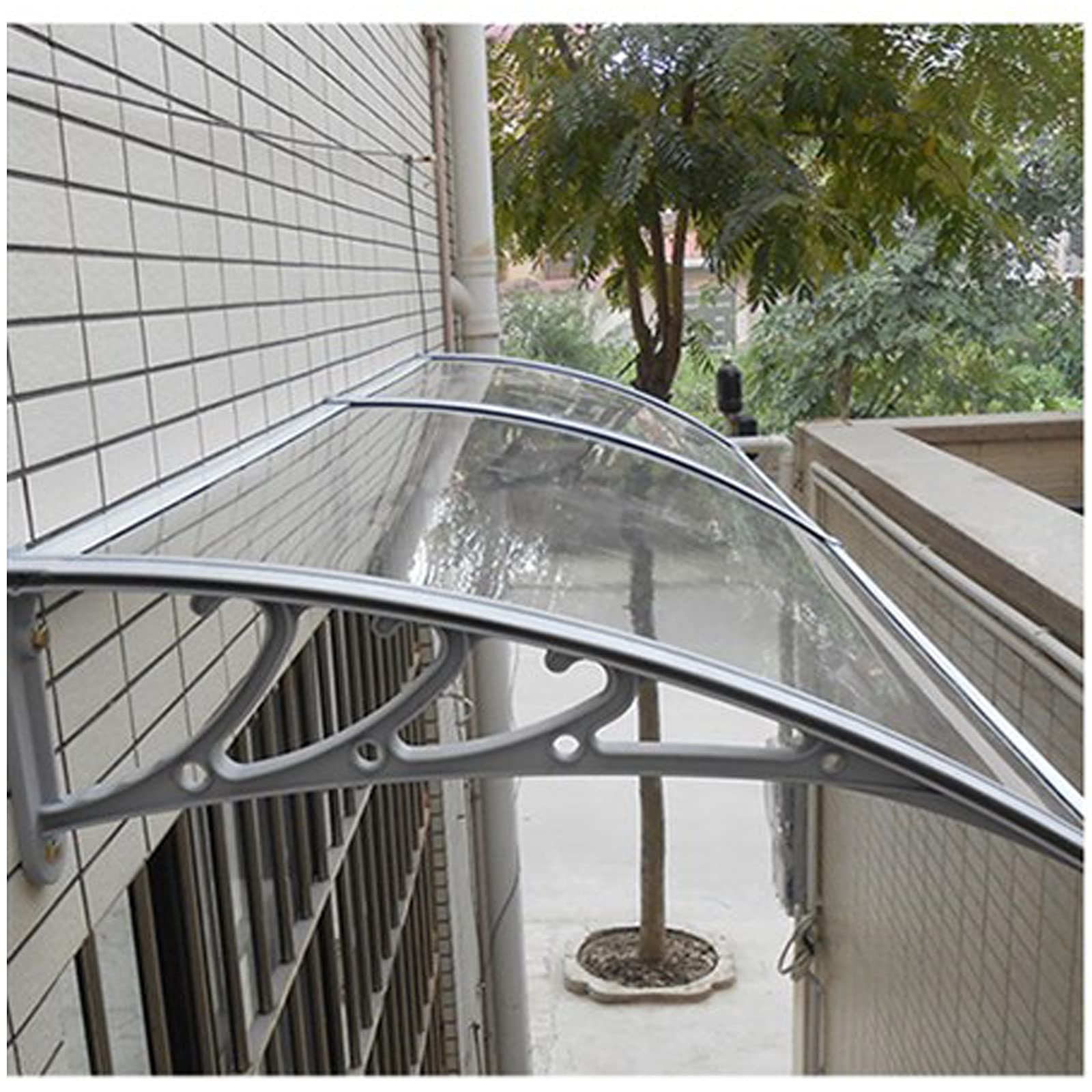 Front Door Canopy,Curved Window Door Canopy,Aluminum Alloy Overdoor Awning Canopies,Polycarbonate Roofing Sheets,for Front & Back Door Porch,Multiple Size,Depth 60cm,80cm (80x320cm/31"x126")