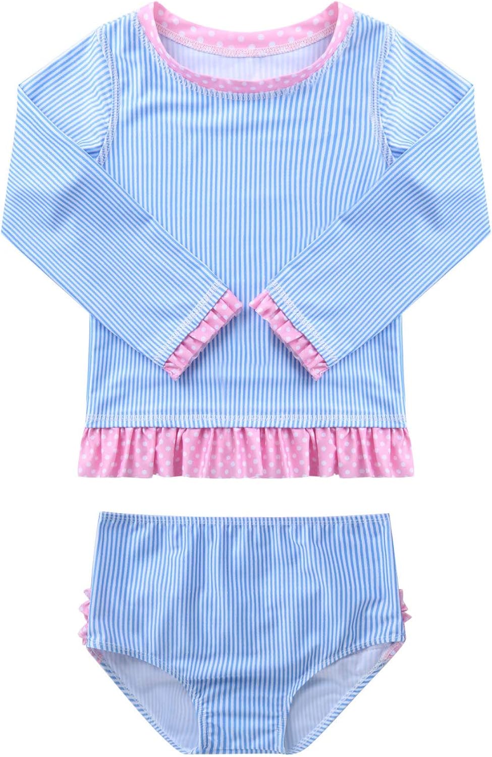 moily Baby Girls Floral Printed Ruffles Long Sleeve Rashguard Shirts with Bottoms Beachwear: Clothing, Shoes & Jewelry