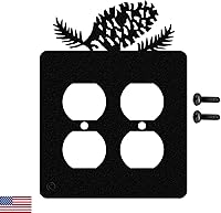 Vista 18 de Pine Cone - Placa de pared para interruptor de luz triple (palanca triple, negro) - Fabricado en Estados Unidos