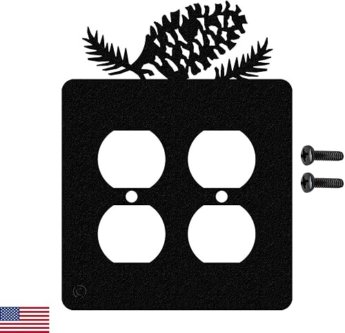 Miniatura 18 de Pine Cone - Placa de pared para interruptor de luz triple (palanca triple, negro) - Fabricado en Estados Unidos