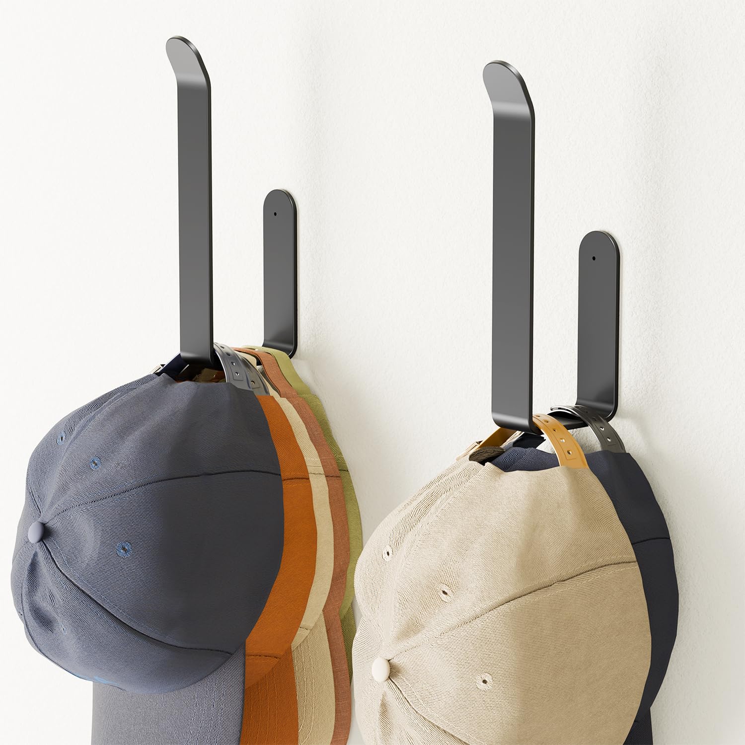 Aluminum Wall-Mounted Hat Rack: Adhesive Install, Holds 10+ Caps, Ideal ...