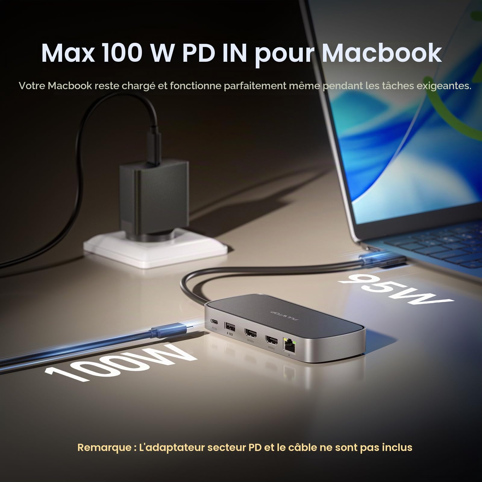 MacBook Station d'accueil 2 Moniteurs 4K à 60 Hz pour MacBook Pro/Max M5/M4