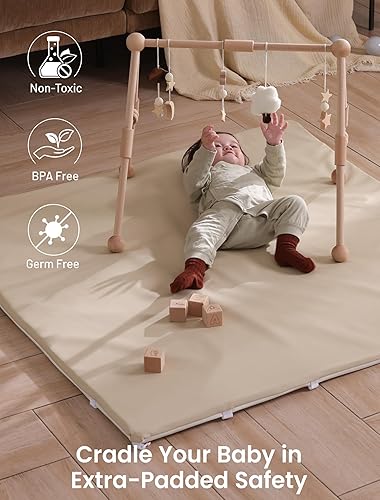 Miniatura 7 de Alfombra de juego para bebé para suelo alfombrilla de espuma plegable 2 en 1 y pozo de pelotas - Tapete acolchado de cuero vegano de 1.2 pulgadas de