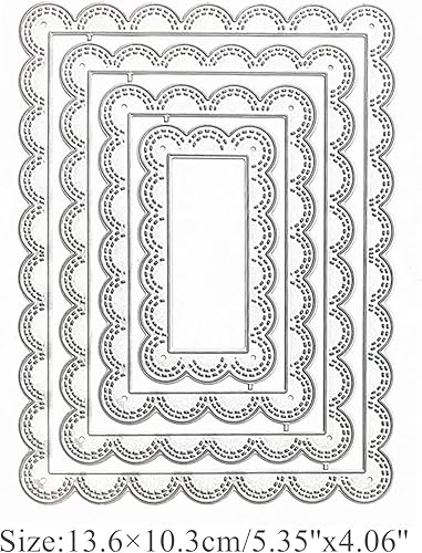 Miniatura 2 de hinana Juego de 4 troqueles de metal con marco rectangular, diseño festoneado cosido de anidación, plantillas cortadas para manualidades, álbumes de