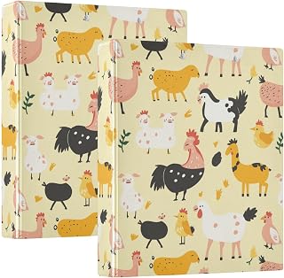 3 Ring Binder 1 Pack Rooster Goose Binder with 2 Pockets Three Ring Binder with 1.5 inch Round Ring for School or Office Supplies