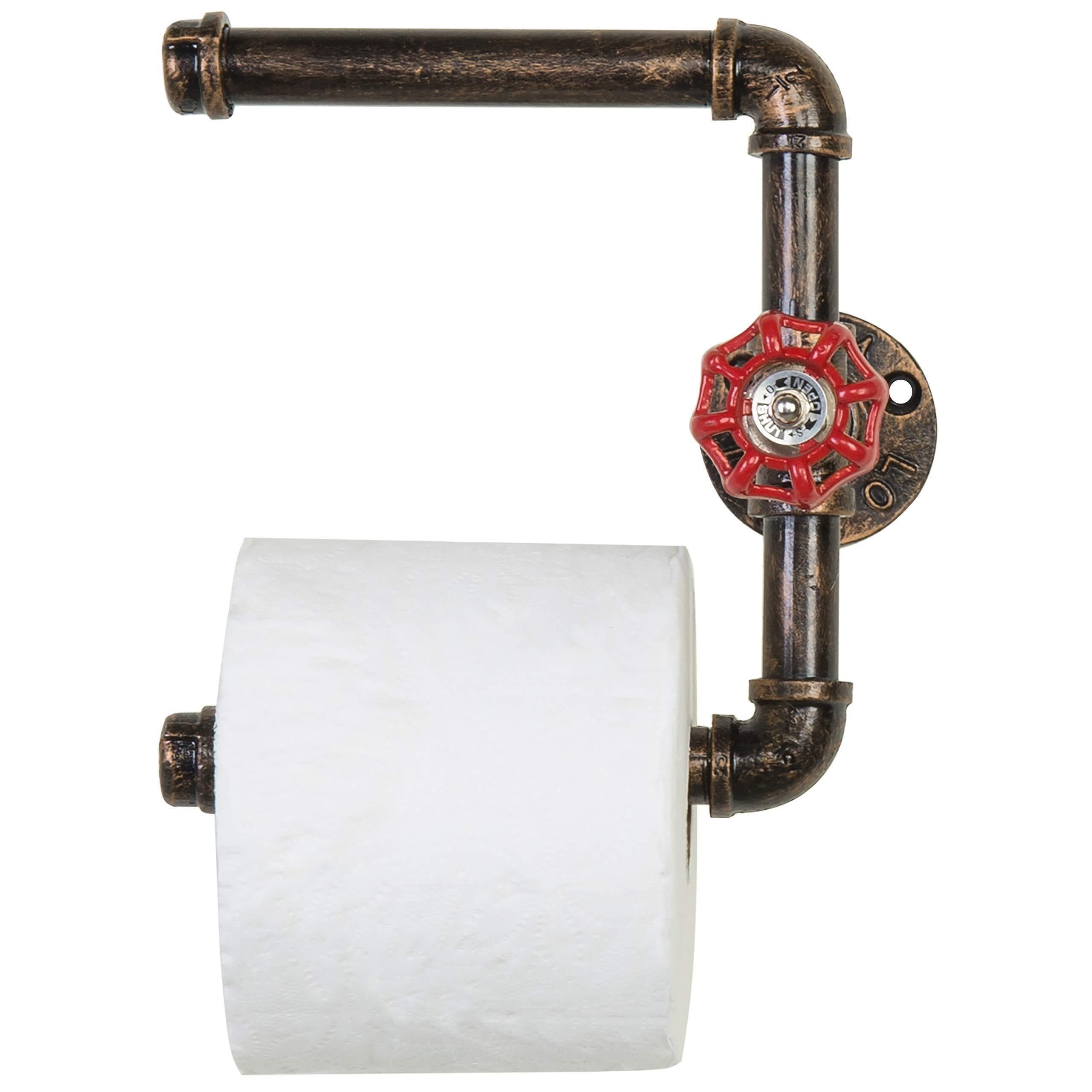 Portarrollos de papel higiénico doble para grifo de tubo industrial, montado en la pared, diseño de bronce