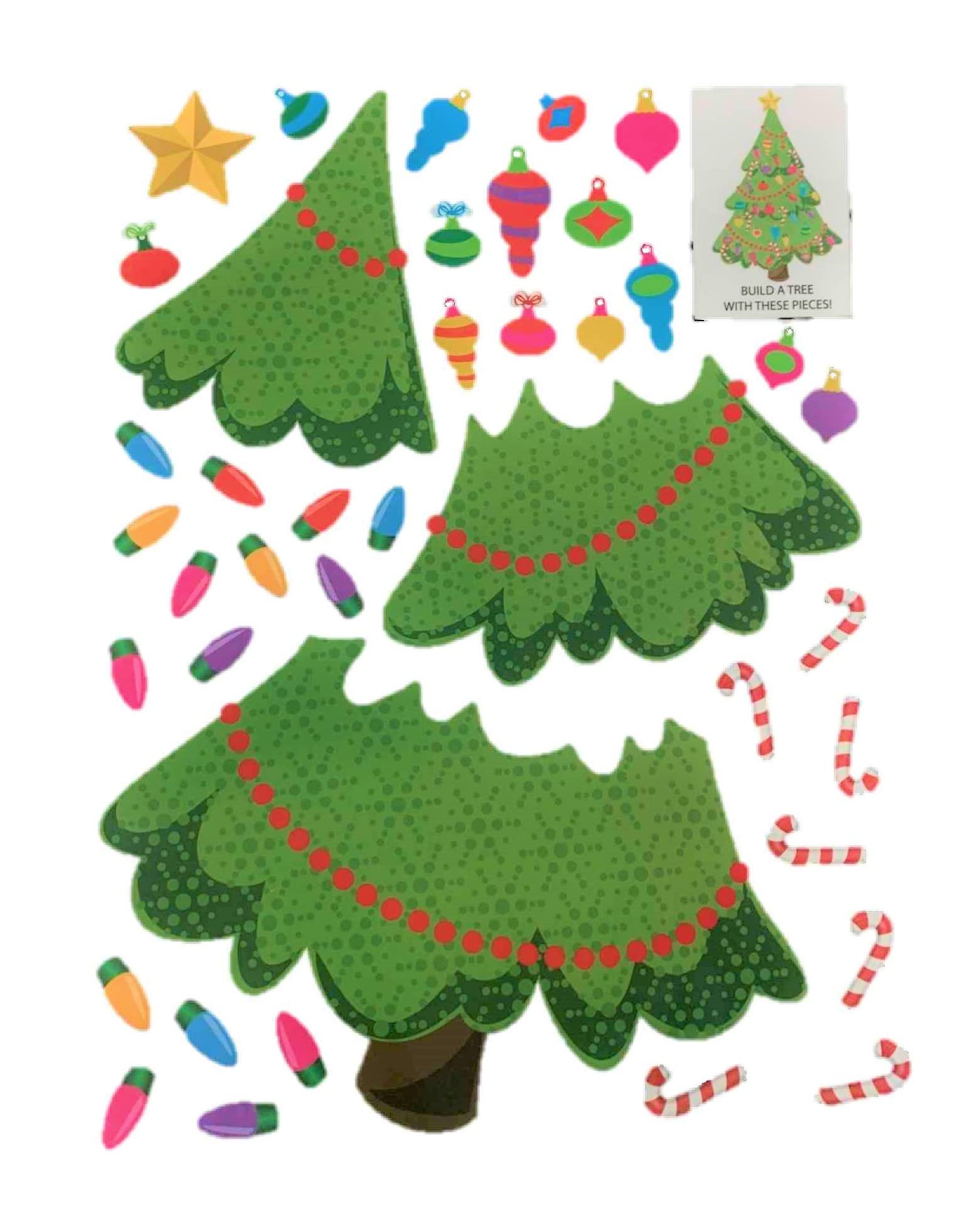 Christmas Reusable Window Clings ~ Build Your Own Christmas Tree (40 Clings, 1 Sheet)