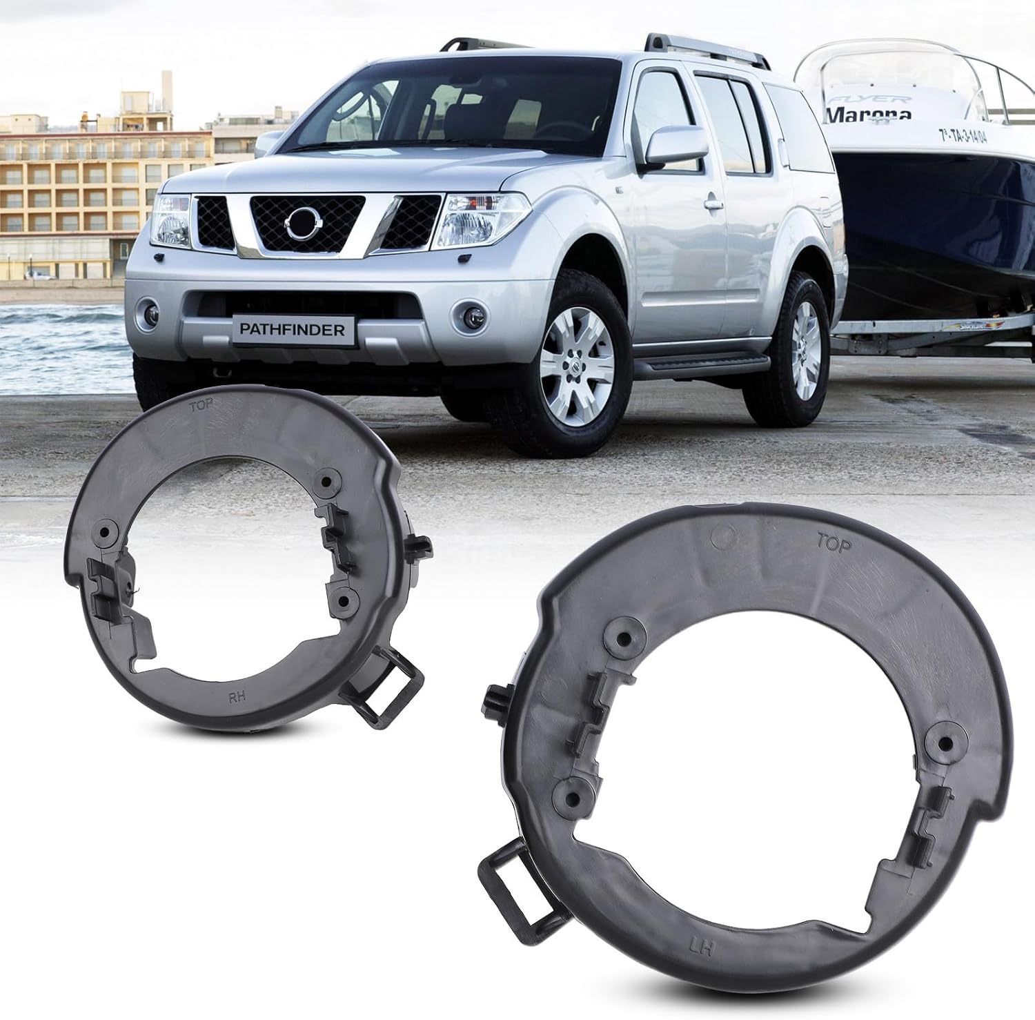 Fog Light Bezels Compatible with 05-09 Frontier/ 05-12 Pathfinder (Painted Bumper Model Only), Driving Fog Lamp Cover Replacement 1 Pair Left and Right Side