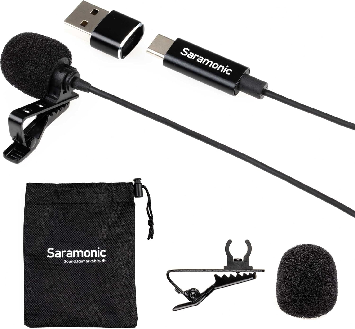 Saramonic LavMicro-U USB C Lavalier Microphone for iPhone 15, iPad, Android, Omnidirectional Condenser Lapel Mic for Vlogging, Interviews, YouTube, TikTok