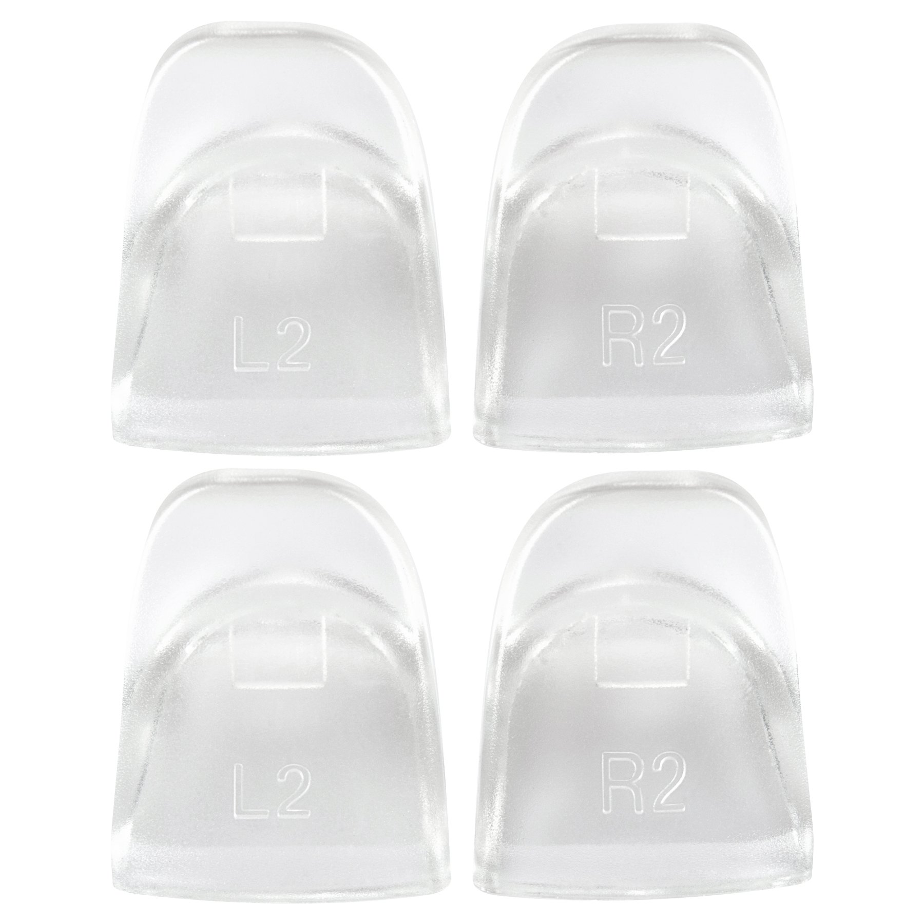 eXtremeRate 2 Paar Trigger L2 R2 Tasten Knöpfe Buttons Schultertasten Set Zubehör Ersatzteile Kit für ps4 Controller JDM-030 (Transparent)