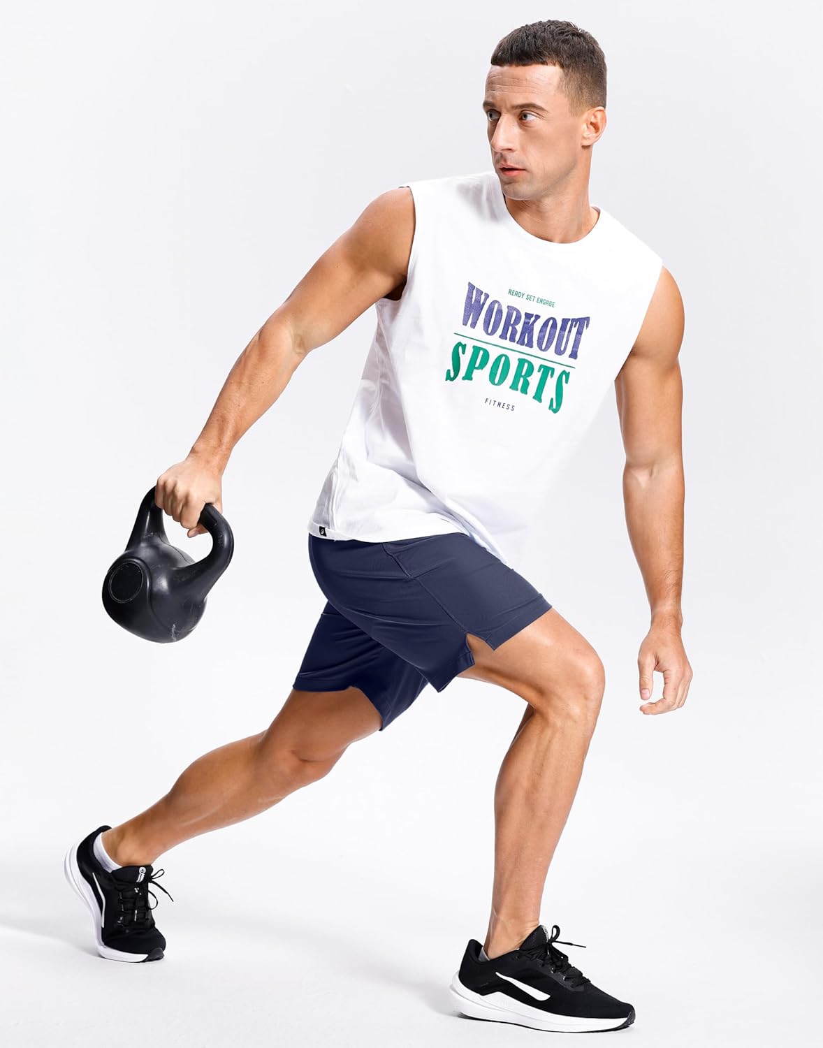 GGJ Men's Lightweight Athletic Shorts with 2 Zipper Pockets 7"/5"/9" Gym Workout Running Quick Dry Tennis Shorts for Men - Image 3