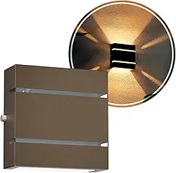 Arandela Externa Luminária de Parede Alumínio 2 Frisos 1 Foco 2 Fachos MF103 (Marrom)