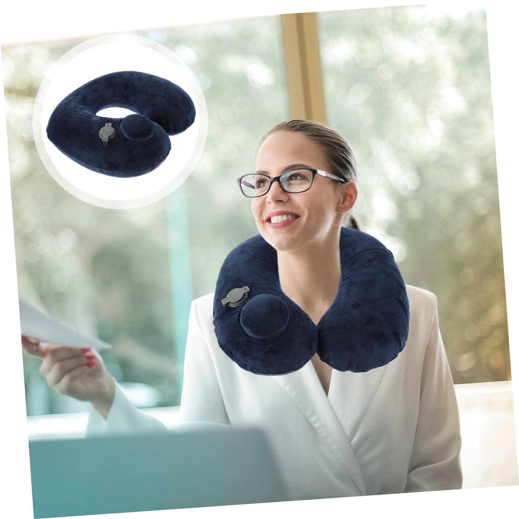 PRETYZOOM Almohada De Viaje Soporte Cervical Forma Inflable Automáticamente para Aviones Autobuses Trenes Hogar u Oficina Almohada Inflable Cervical