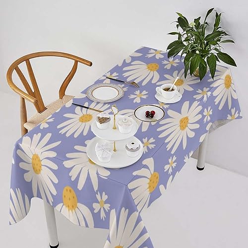 Vista 181 de Mantel floral retro de los años 70, diseño bohemio abstracto de flores amarillas naranjas para decoración de mesa de campo, granja, cocina, comedor