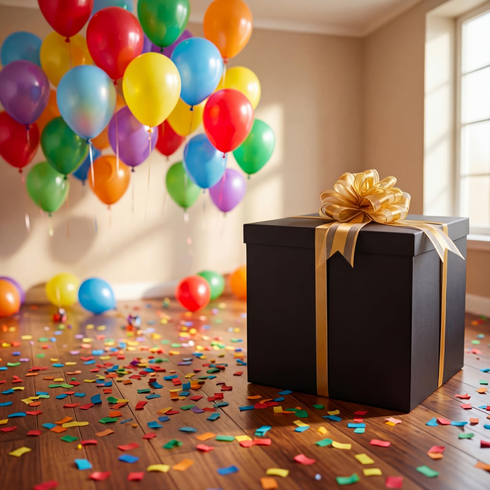 Kolldenn Extra große Geschenkbox mit Deckel, 50,8 x 50,8 x 50,8 cm, schwarze riesige Geschenkbox für Geschlechtsoffenbarung, große Geschenke mit Schleifen und Bändern für Geburtstag, besondere Feiern