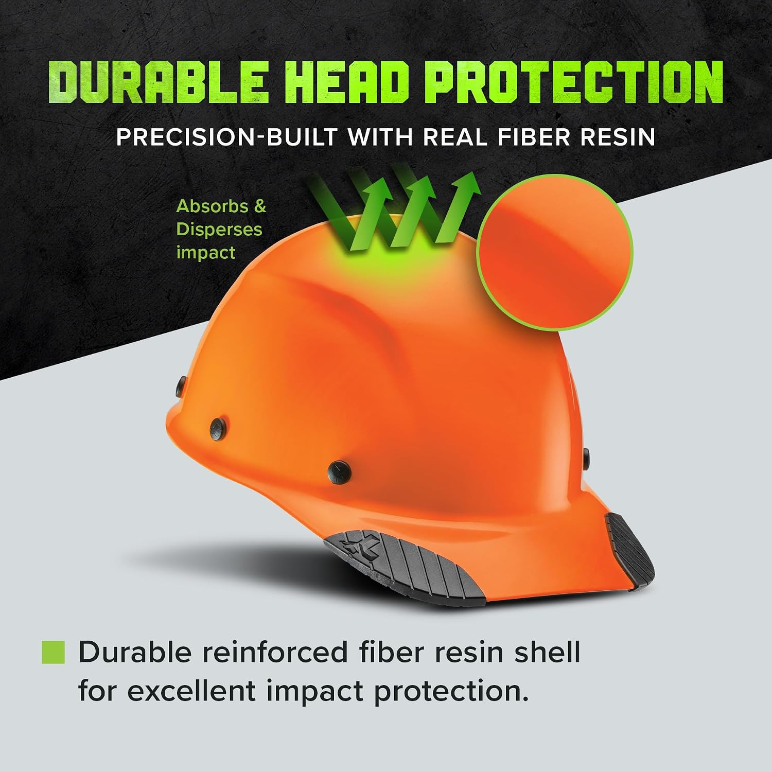 LIFT SAFETY Dax Fiber Resin Cap Brim | Safety Helmet/Hard Hat w/ 6 Point Suspension for Comfort & Impact Protection
