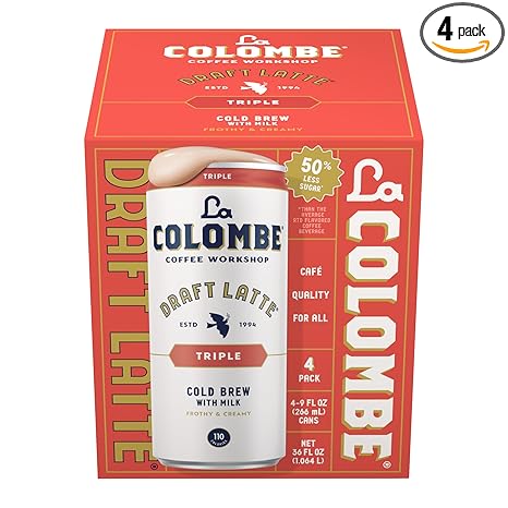 La Colombe Triple Draft Latte - 9 Fl. Oz. 4 Pack - 100% Arabica, Single-Origin, Brazilian Cold Brew Coffee with Lactose-Free Foamy Milk, Premium Coffee On the Go, 175mg Natural Caffeine