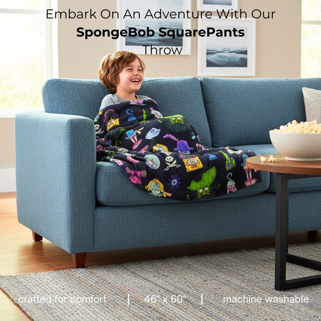 The Spongebob Movie: The Search for Squarepants Throw Blanket, Kids Pirate Super Soft Cozy Plush Bedding, 46" x 60", (Officially Licensed Product) by Franco - Image 2