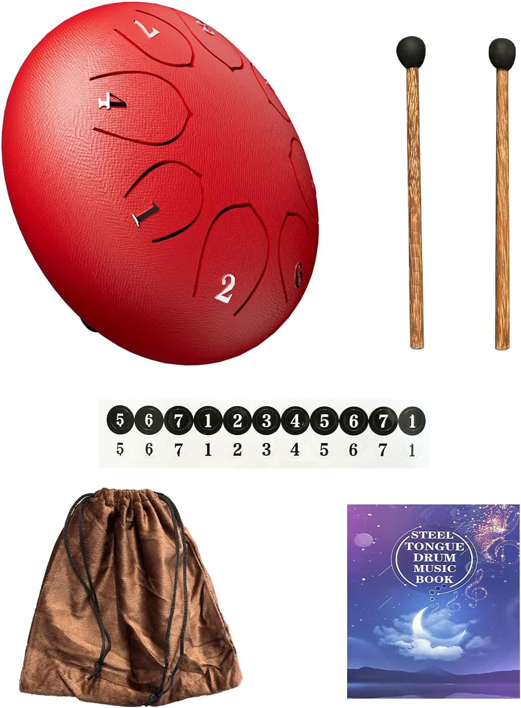 Steel Tongue Drum, 6 Inches 8 Notes Tongue Drum, B Major Rain Drum for Outside, Meditation & Yoga, Percussion Music Gift for All Ages
