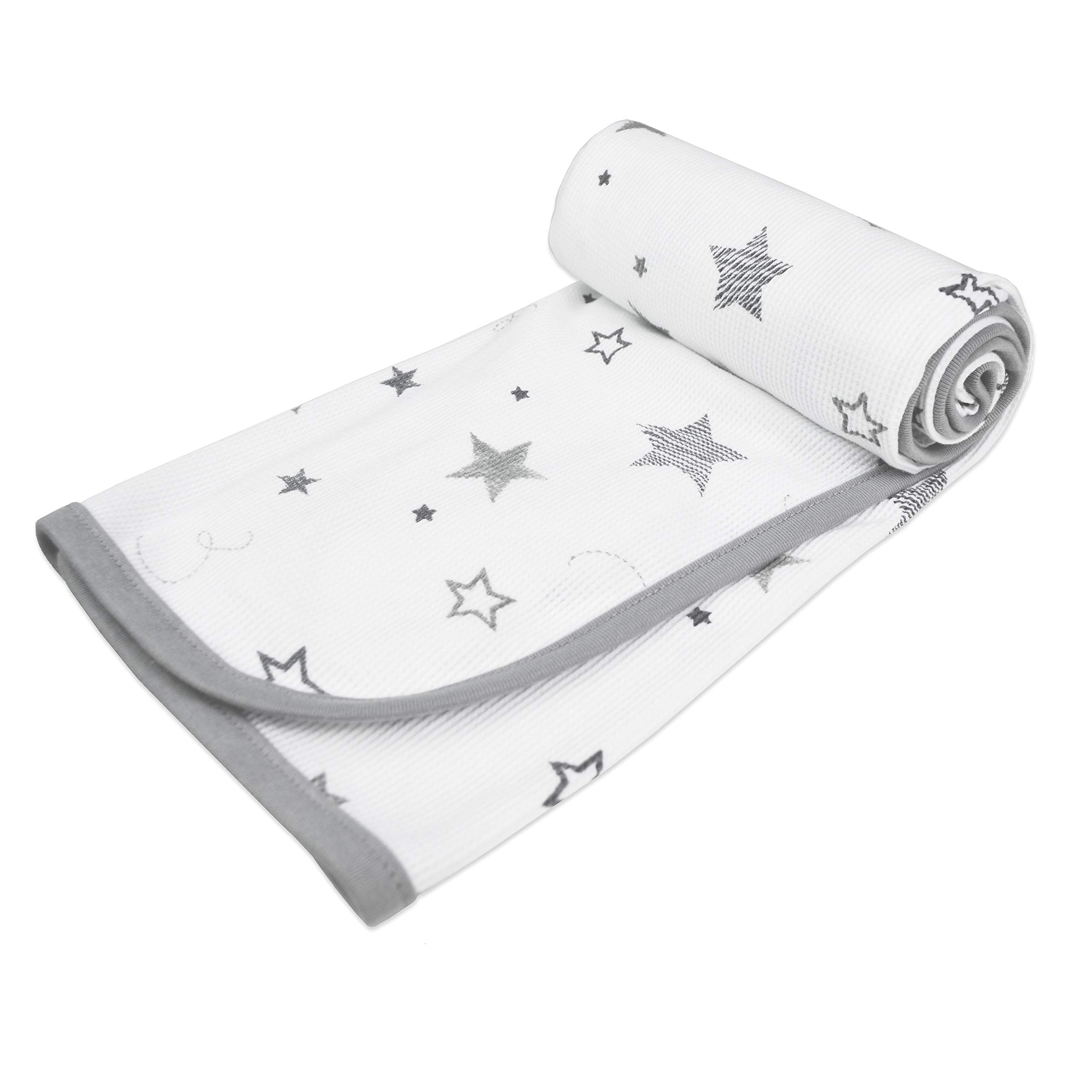 American Baby Company 30 x 40 Pulgadas, Suave 100% Algodón Natural, Manta térmica/Waffle, Super Estrellas, Suave y Transpirable, para niños y niñas