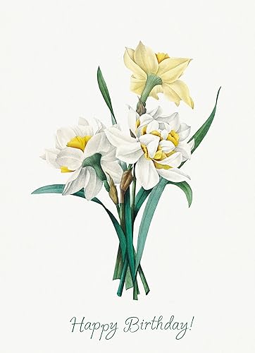 Miniatura 11 de PIXILUV Tarjeta de felicitación de feliz cumpleaños ~ Elegante orquídea blanca flores Vintage ilustración ~ Deseos de cumpleaños Vintage Tarjeta