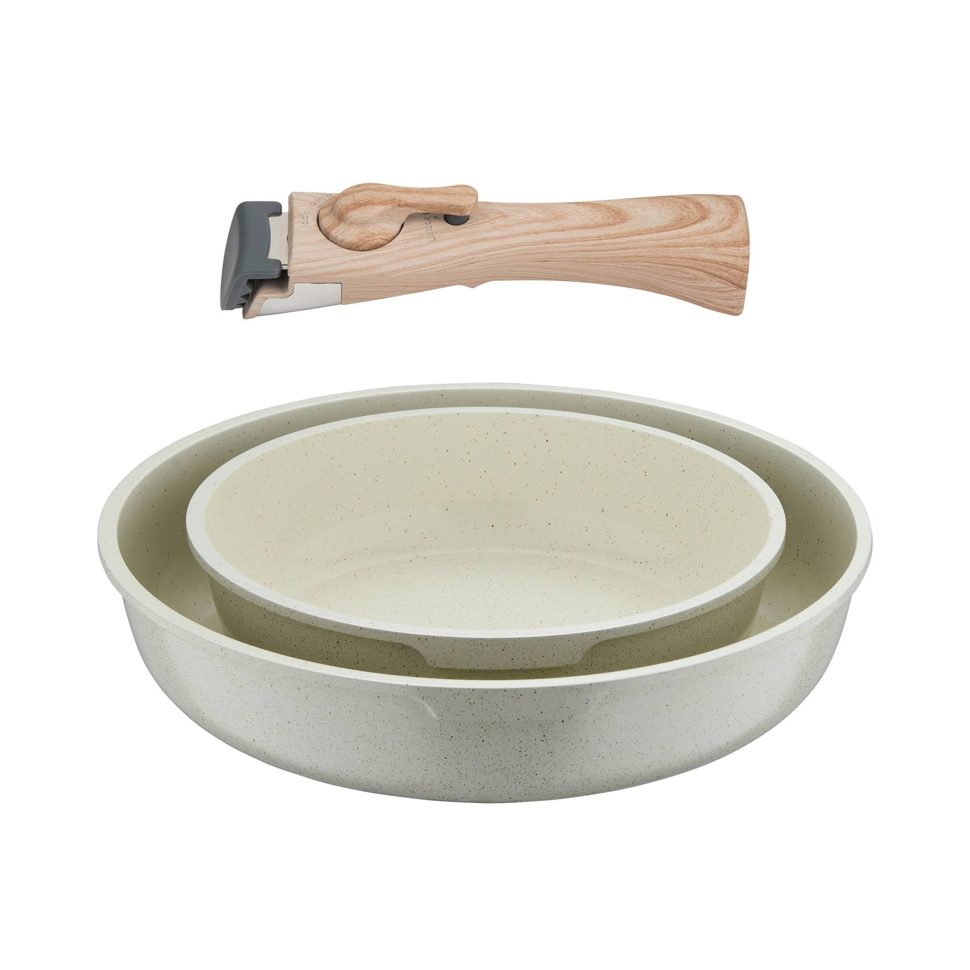 Bergner Click&Cook Juego de 2 Sartenes Ø22Ø26cm Aluminio fundido Blanco + Mango desmontable