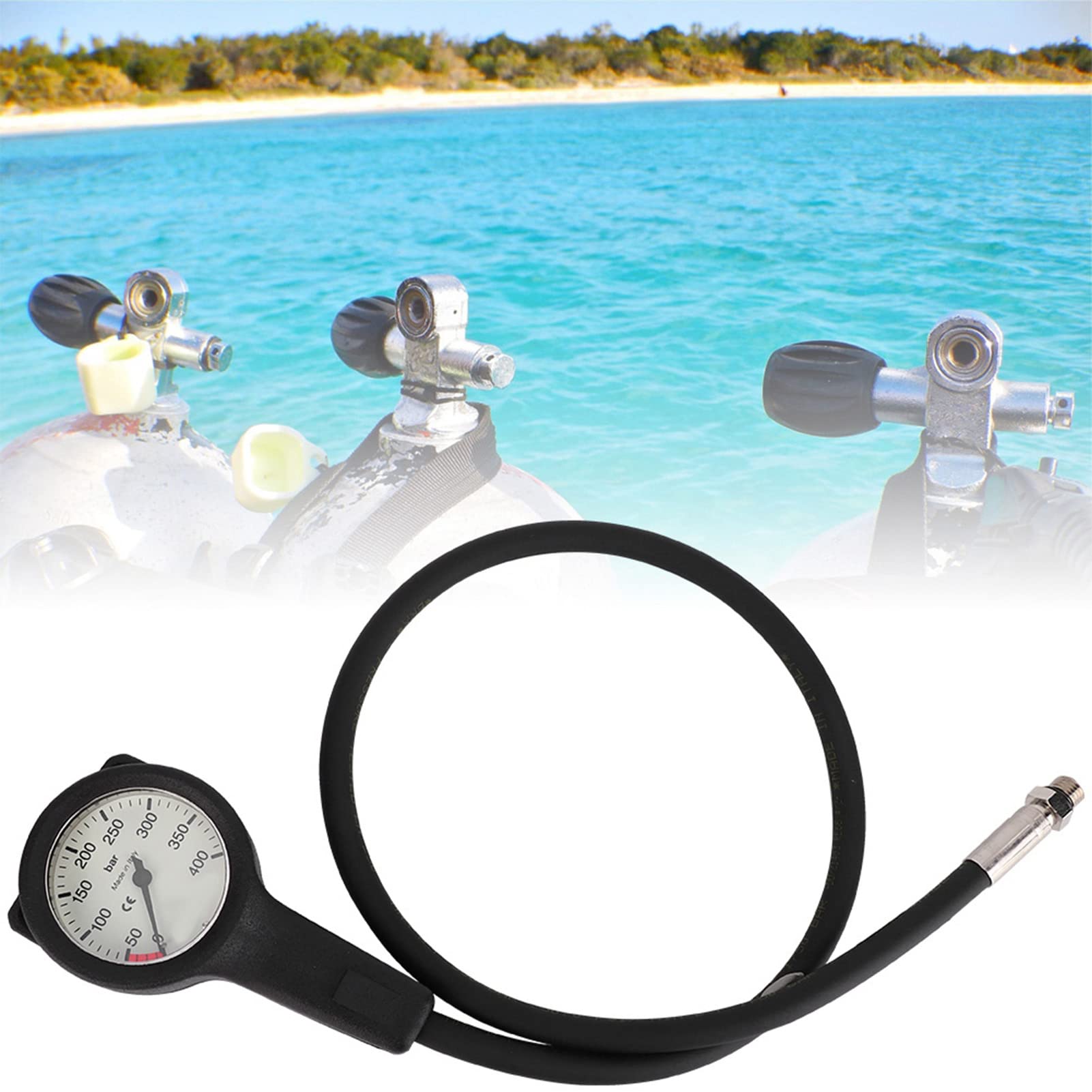EMUKOEP Manómetro de Buceo Resistente Al Agua y Duradero con Esfera Luminosa de 400 Bares para Exploración de Aguas Profundas