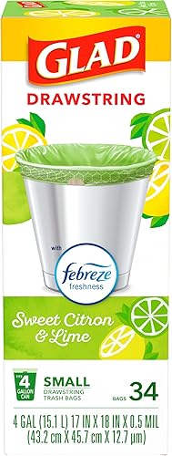 Miniatura 7 de Glad Bolsas de basura pequeñas con cordón de cocina, 4 galones, Febreze Sweet Citron & Lime, 34 unidades