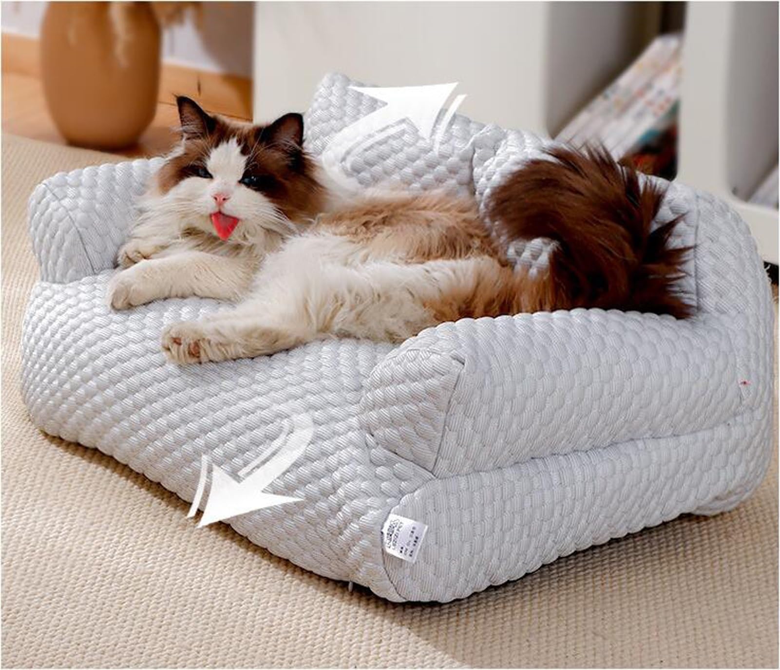 Canapé-lit Doux et rafraîchissant pour Chat, canapé d'été en Soie glacée pour Chiens et Chats, canapé Respirant, Amovible et Lavable pour Animaux de Compagnie avec Fond antidérapant (Couleur :