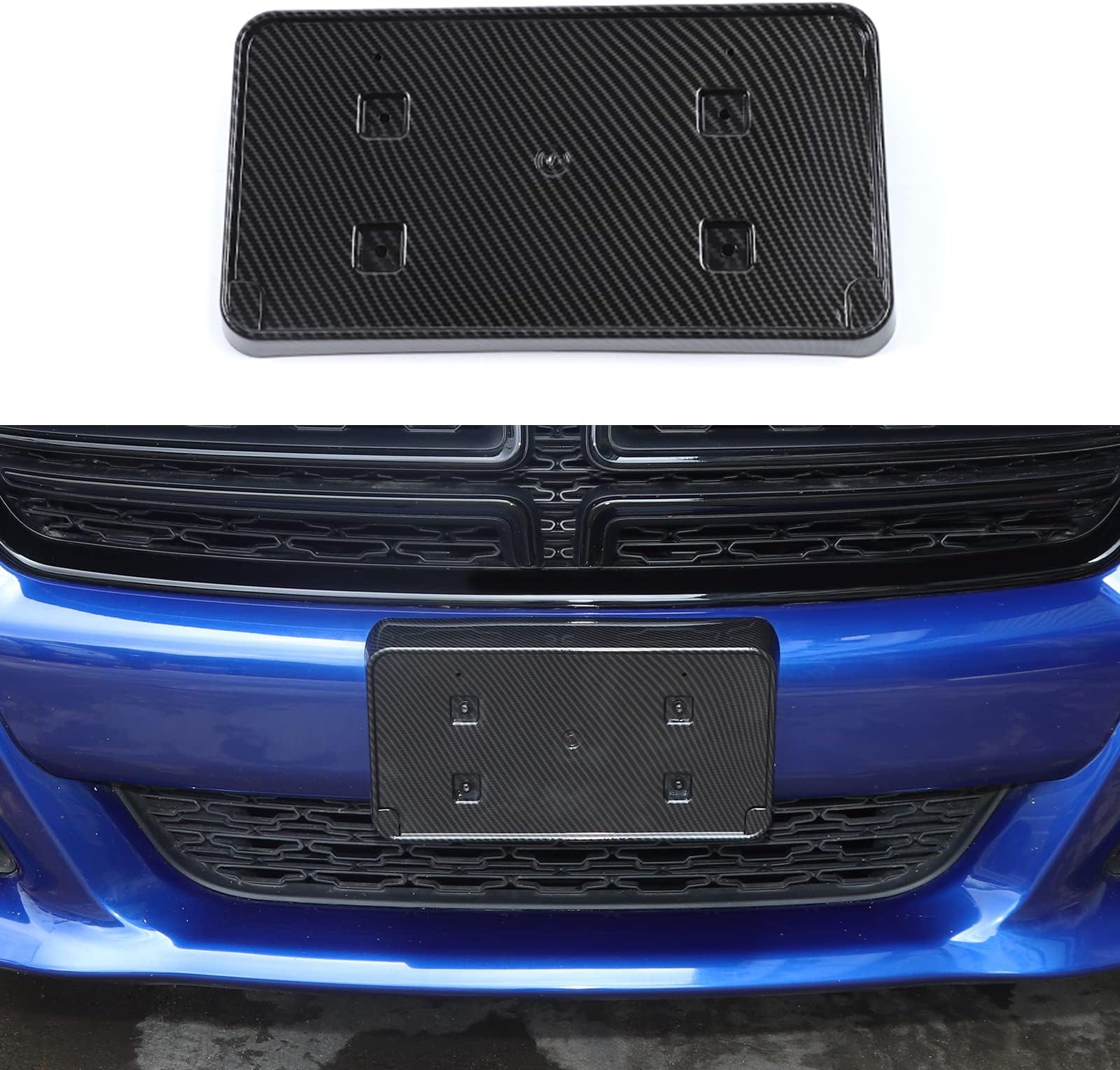 JWWY for Charger Front License Plate Frame Mounting Bracket Number Plate Holder Registration Plate Frame for 2015-2024+ Dodge Charger Exterior Accessories Carbon Fiber