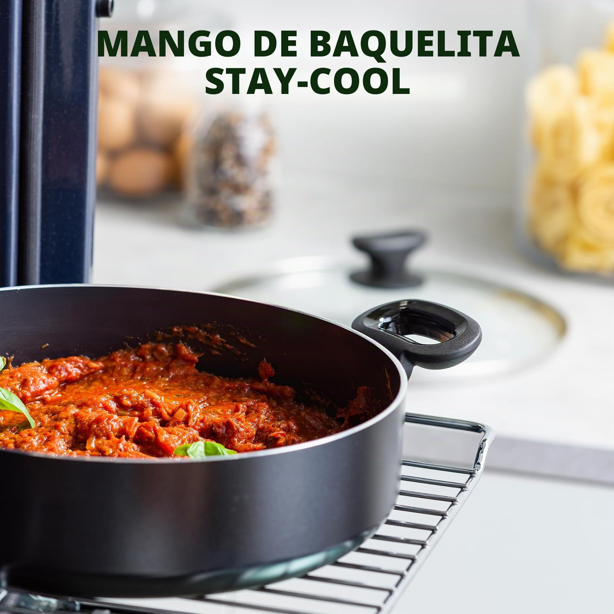GreenPan Torino Sartén Alta de Cerámica Antiadherente Saludable 28cm/4,2 Litros con Tapa de vidrio, Sin PFAS, Apta para Inducción, Apta para Horno hasta 160°C, Apta para Lavavajillas, Negra