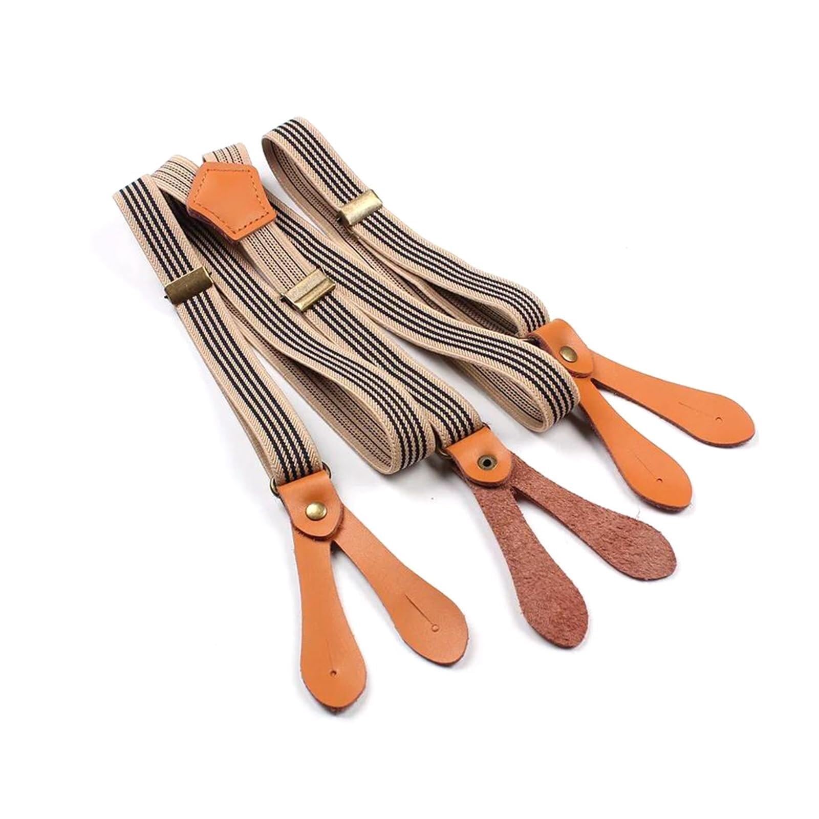 Tirantes Hombres Cuero Ajustable Con Botón 110 Cm X 2 Cm