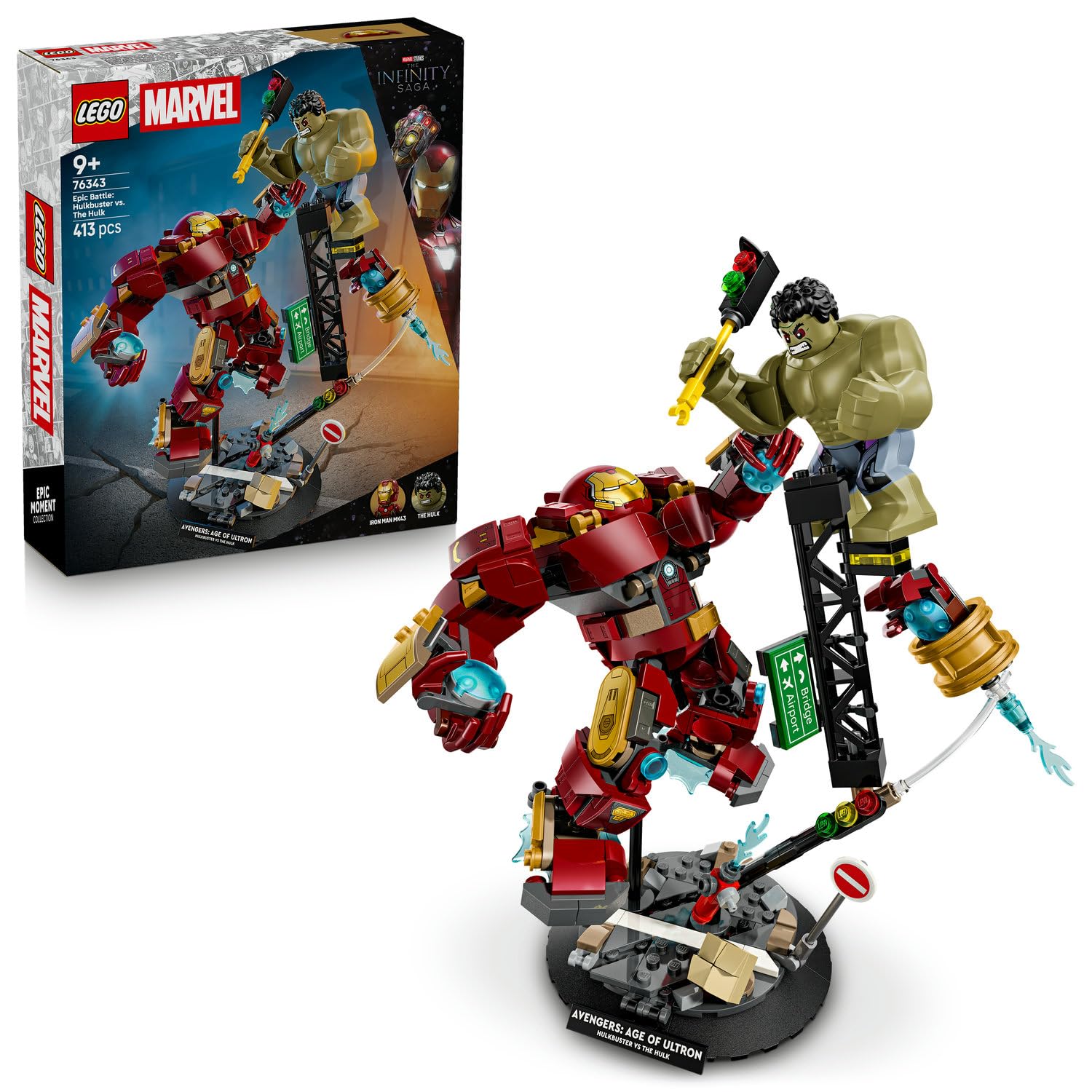 LEGO Marvel Efsanevi Savaş: Hulkbuster, Hulk’a Karşı 76343-9 Yaş ve Üzeri Çocuklar için Iron Man ve Hulk Minifigürü ile Savaş Aksesuarlar İçeren Yaratıcı Oyuncak Yapım Seti, Hediye Fikri (413 Parça)