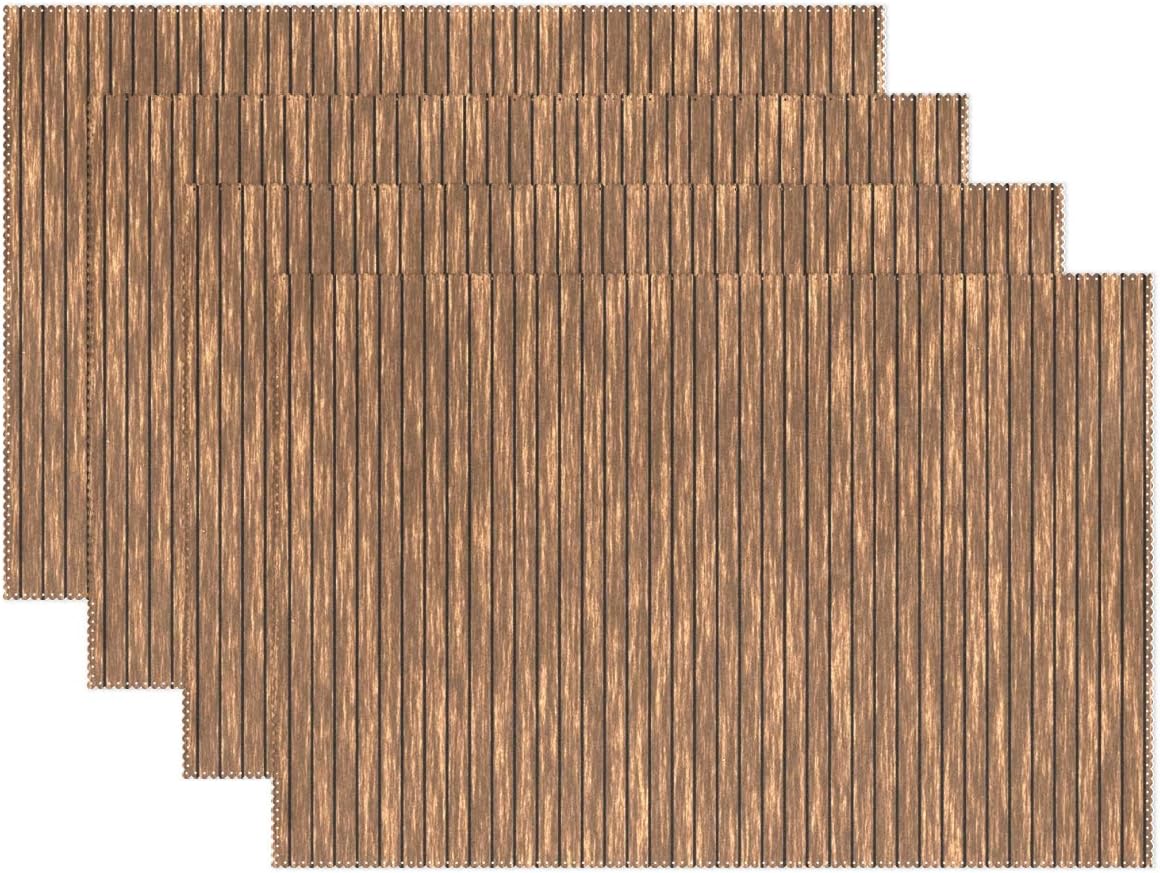 Placemats Set of 6, Abstract Wooden Planks Texture Place mat for Dining Table 18"x12" Table Mats Kitchen and Décor