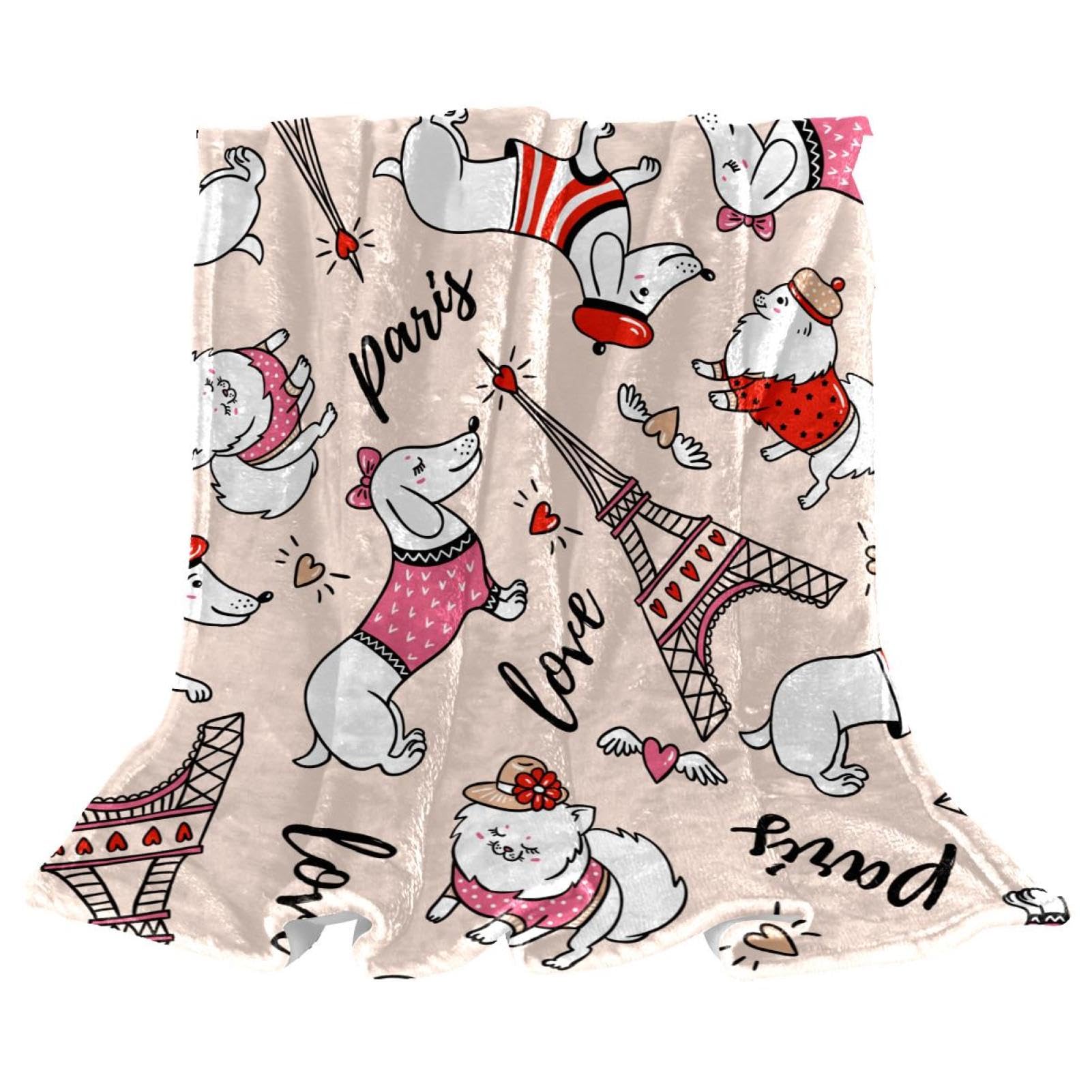 Couverture Polaire Tour De Chien Couverture De Canapé Couverture De Lit pour Chambre Salon Bureau 150×200cm