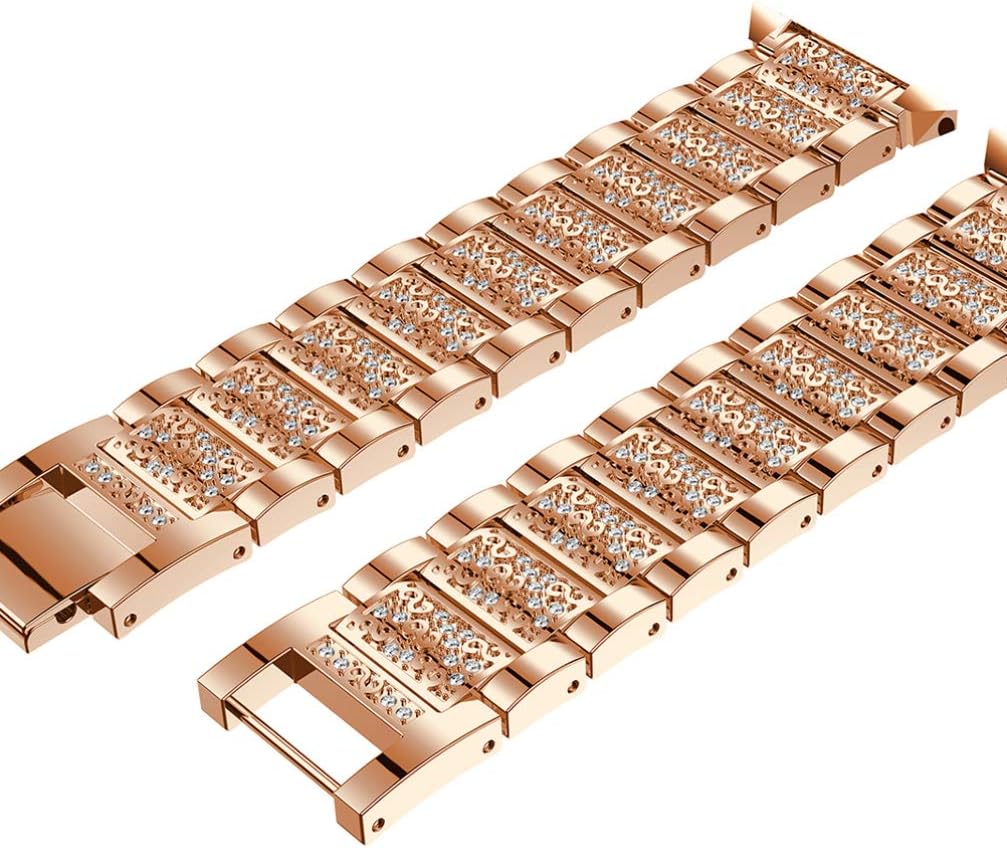 Hemobllo Crystal Rhinestone Smart Watch Strap Replacement Metal Watch Band Compatible for Fitbit Blaze (Pink) image 2